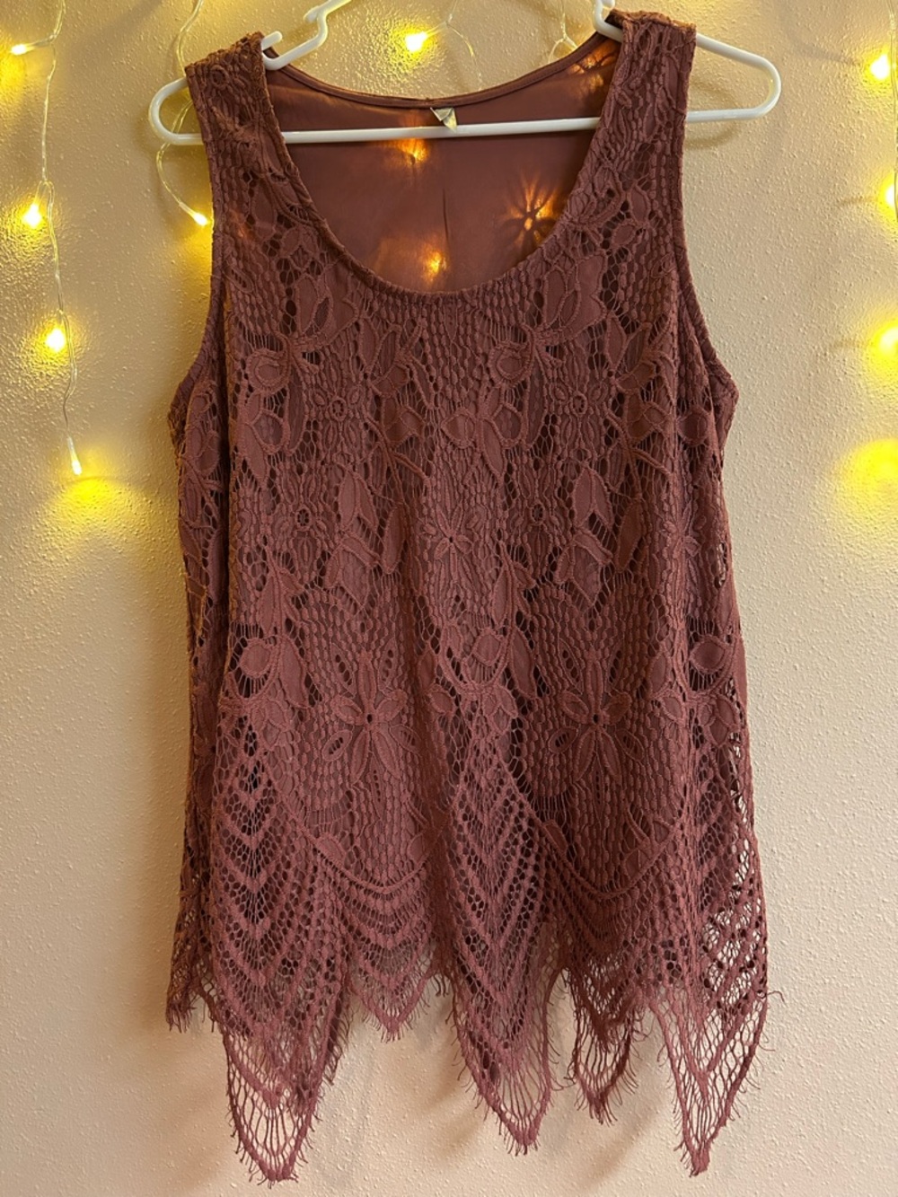 Vanity XL Lace Overlay Sleeveless Top - Mauve